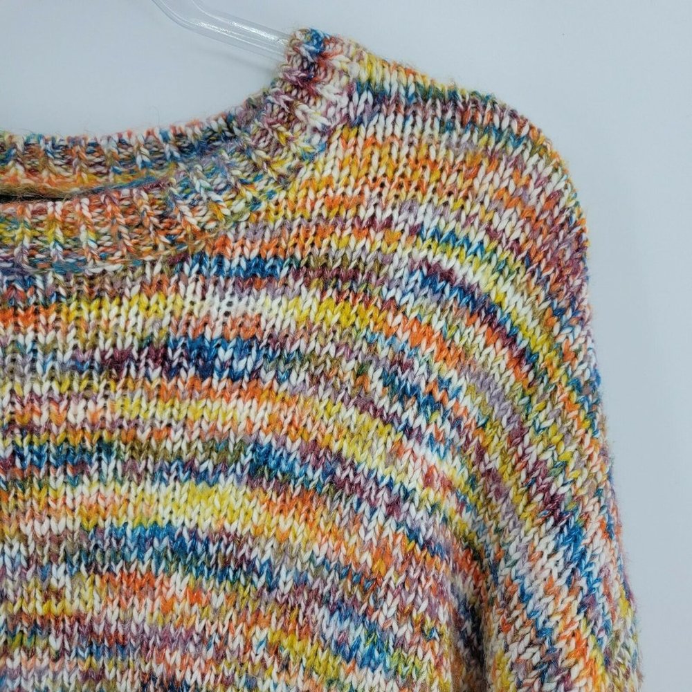 Forever 21 Wool Blend Chunky Knit Crewneck Sweater Multicolor Cropped Small - Picture 3 of 10